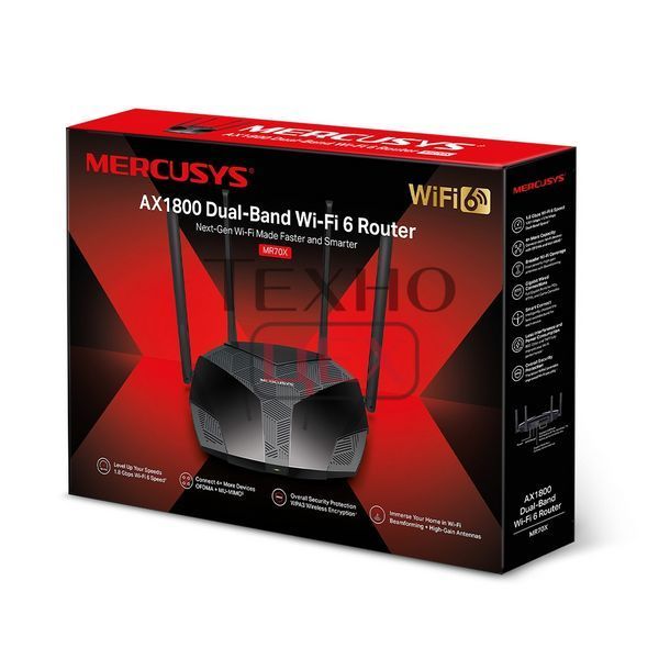 Бездротовий маршрутизатор Mercusys MR70X AX1800 3xGE LAN 1xGE WAN MU-MIMO OFDMA (MR70X) 159397 фото