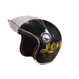 Мотошолом відкритий Beon B-108A ABS LOVE SHINY BLACK/GOLD (глянець чорний/золотий), розмір XXL 298679 фото