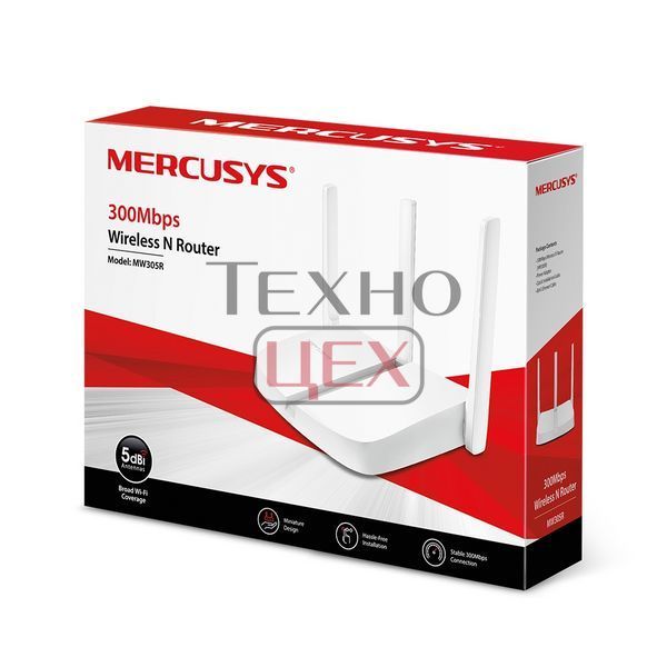 Бездротовий маршрутизатор Mercusys MW305R N300, 1хFE WAN, 3хFE LAN, 3 антени (MW305R) 143798 фото