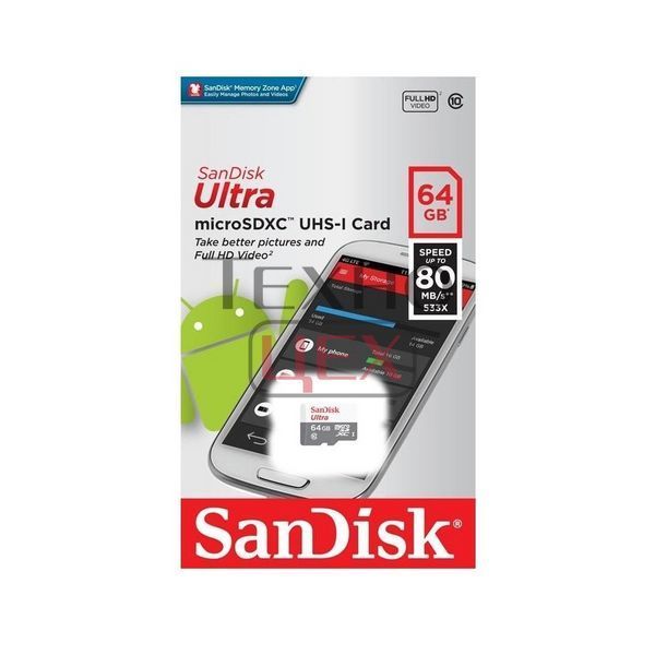 Карта пам`яті з адаптером SanDisk SDXC 64GB UHS-I SDSQUNR-064G-GN3MA 116311 фото