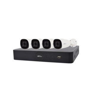 IP комплект відеоспостереження з 4 камерами ZKTeco KIT-8504NER-4P/4-BL-852O38S 1159622 фото
