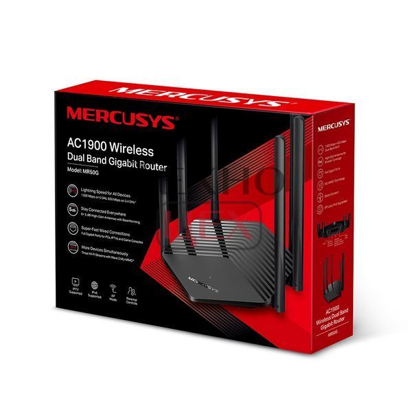 Бездротовий маршрутизатор Mercusys MR50G AC1900 2xGE LAN 1xGE WAN MU-MIMO (MR50G) 143799 фото