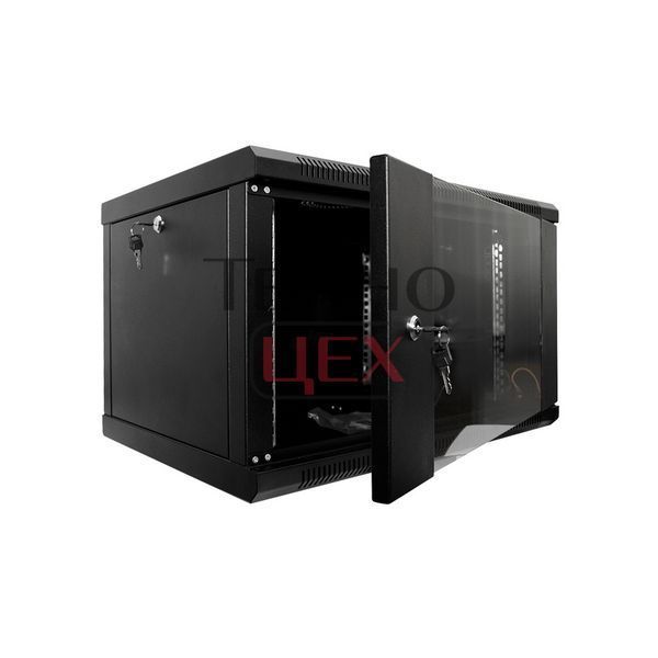 Шафа серверна SteelNet 4U 600 x 450 для мережевого обладнання (скло, чорний) 296742 фото