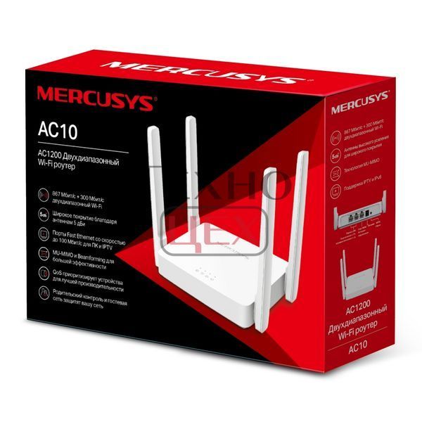 Бездротовий маршрутизатор Mercusys AC10 AC1200, 1хFE WAN, 2хFE LAN, 4 зовнішні антени 5dbi (AC10) 143803 фото
