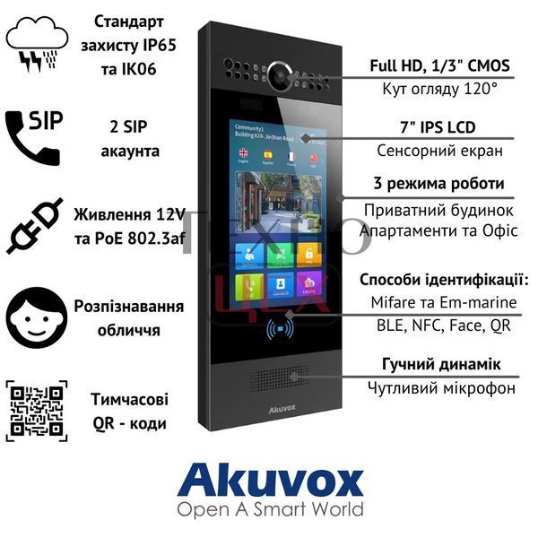 Багатоабонентна панель виклику Akuvox R29C Black на Android (розпізнавання обличчя, Bluetooth) 284674 фото