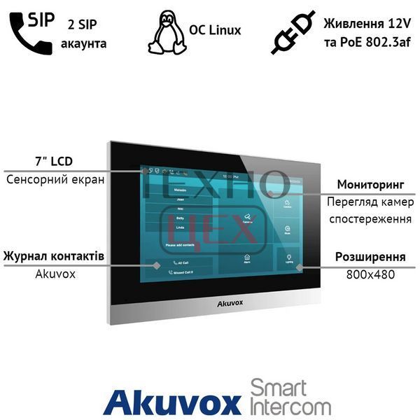 IP-відеодомофон 7" Akuvox C313N white 281587 фото