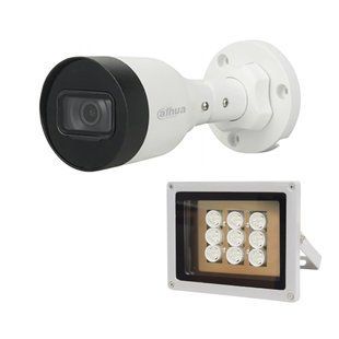 Комплект: IP-відеокамера 4 Мп Dahua DH-IPC-HFW1431S1P-S4 (2.8мм) + ІЧ-прожектор Lightwell LW9-100IR45-220 1150593 фото