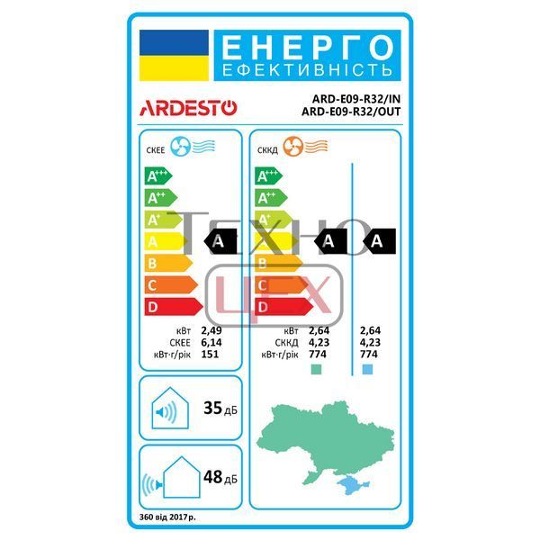 Кондиціонер Ardesto ARD-E09-R32 On/Off до 25 м2 296122 фото