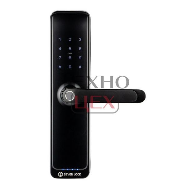 Розумний дверний біометричний замок SEVEN LOCK SL-7767BF black (врізна частина 6068 Auto) 301240 фото