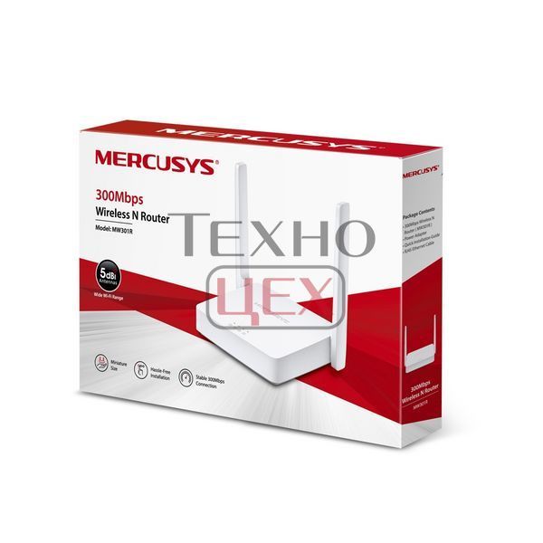 Бездротовий маршрутизатор Mercusys MW301R N300, 1хFE WAN, 2хFE LAN, 2 антени (MW301R) 143804 фото