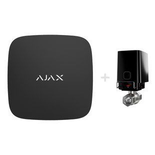 Комплект Ajax Hub 2 (2G) з краном перекриття води Ajax WaterStop 1/2" black 297315 фото