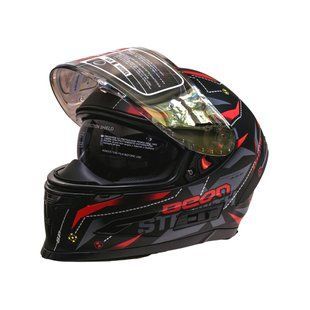 Мотошолом інтеграл Beon TECH MATT BLACK/RED (матовий чорний/червоний) розмір ХL 298716 фото